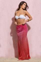 Pink & Orange Ombre Sequin Maxi Skirt